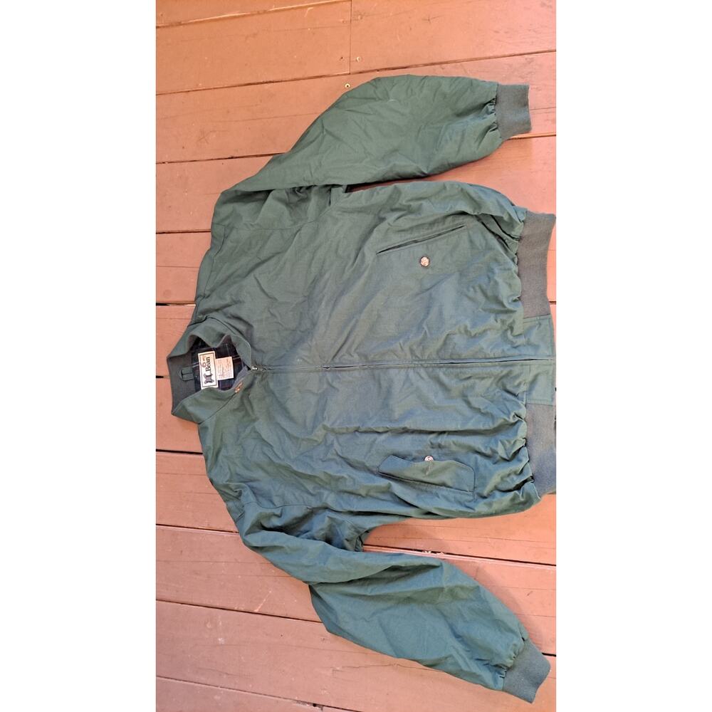 MENS LL BEAN LIGHTWEIGHT GREEN Flannel LINED JACKET, SZ XL REGULAR